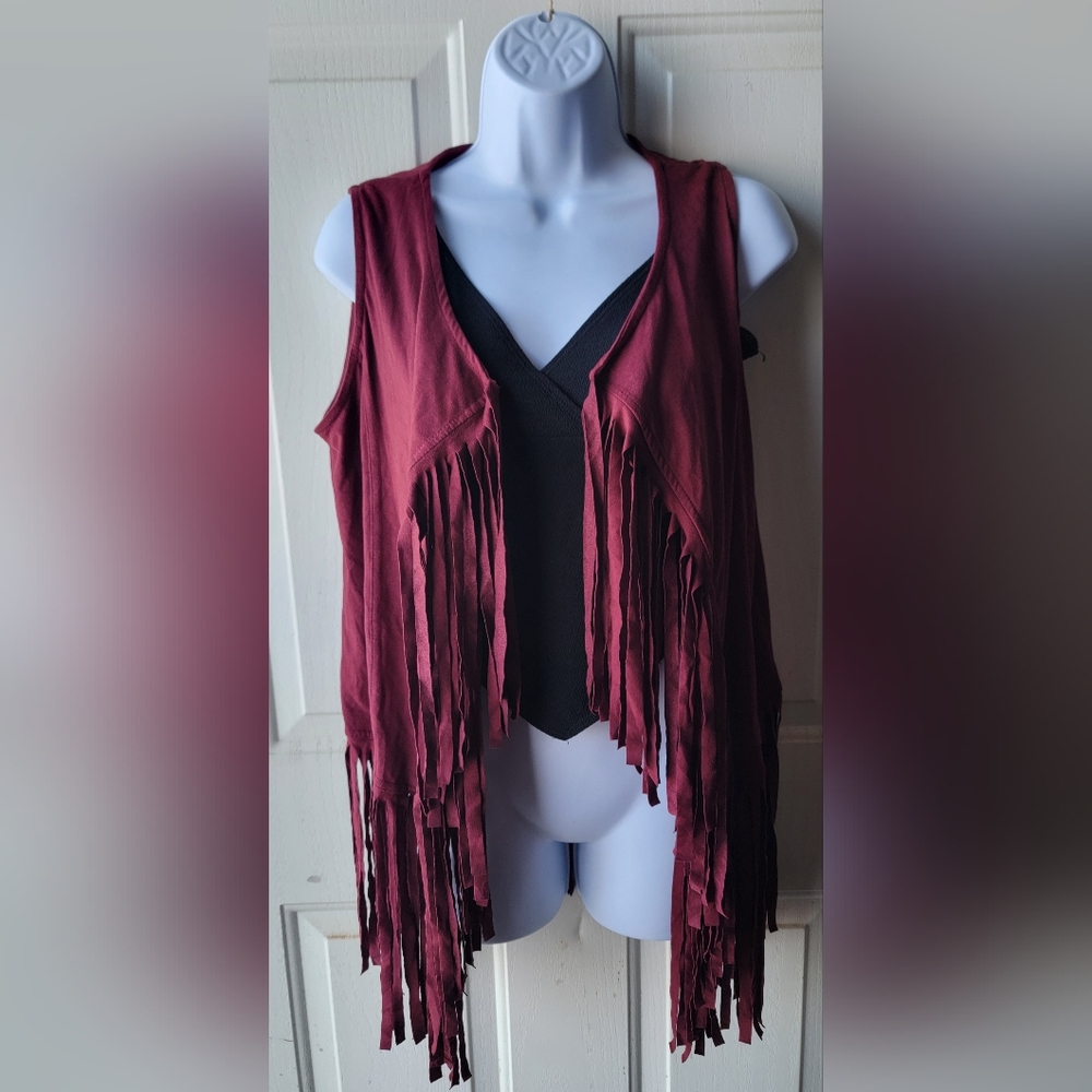 Gypsy Rose Fringe Suede Vest One Size